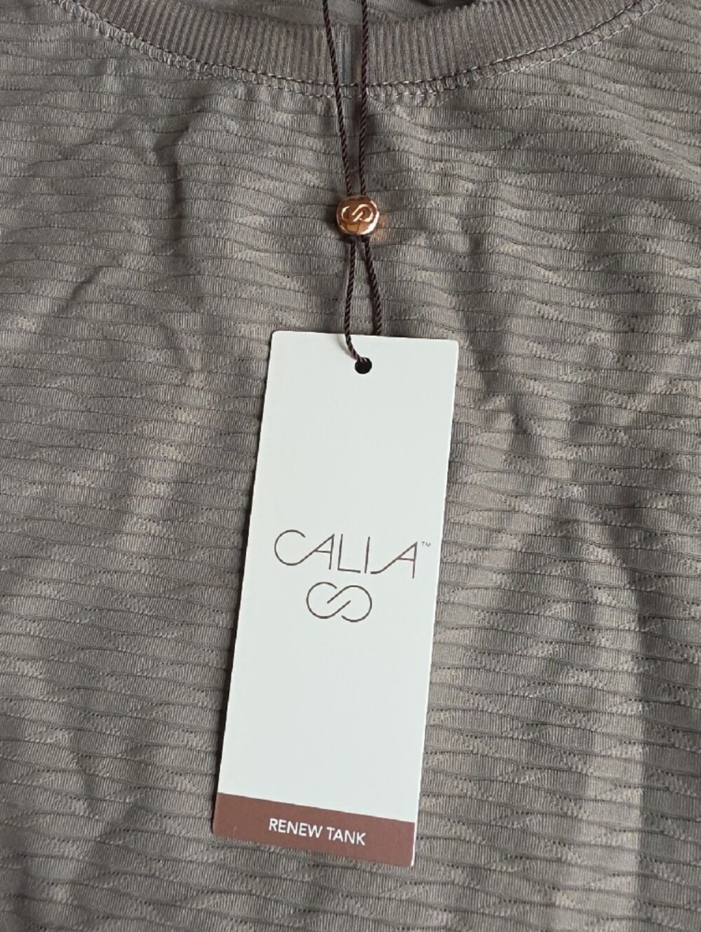 CALIA by Carrie Underwood Taupe-Striped Scoop Neck Tank - Picture 5 of 6